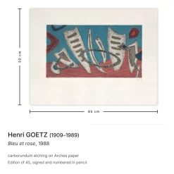 Henri Goetz, Blau und Rosa, 1988, Carborundum Radierung