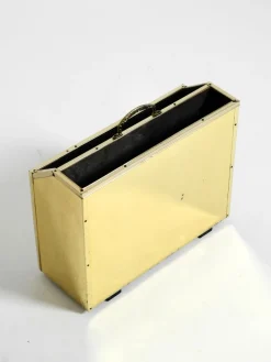 Hollywood Regency Zeitungsständer aus Messing & Holz, 1980er