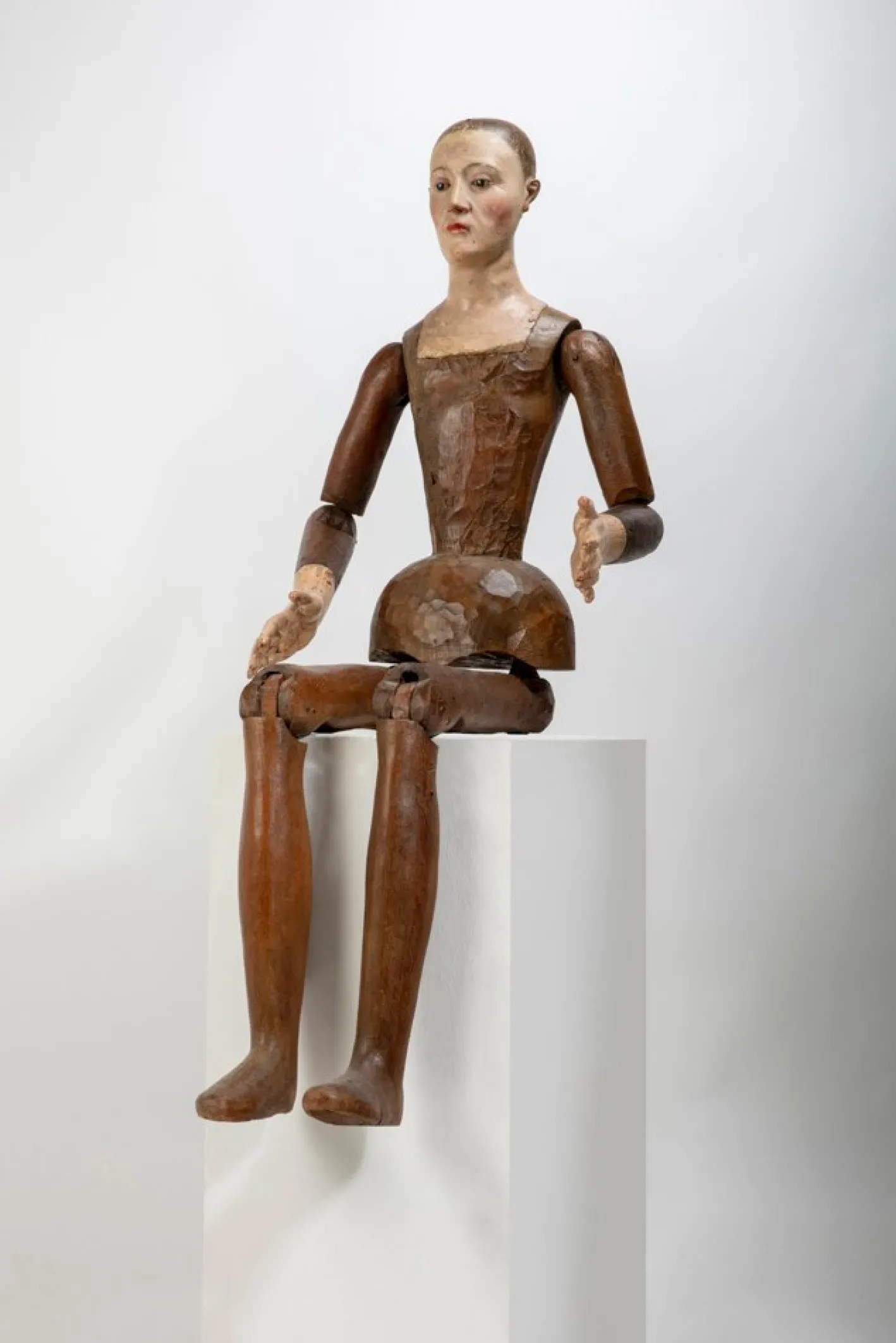 Italiano Ignoto, Gegliederte Maler-Schaufensterpuppe, 1790, Holz mit Glasdetails