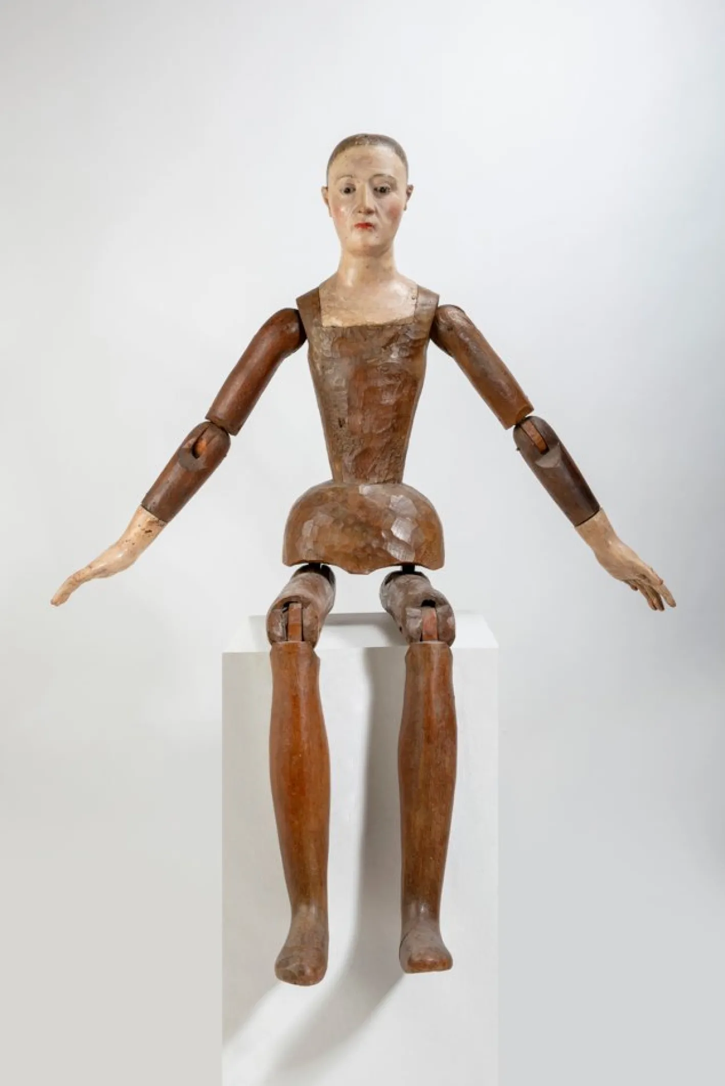 Italiano Ignoto, Gegliederte Maler-Schaufensterpuppe, 1790, Holz mit Glasdetails