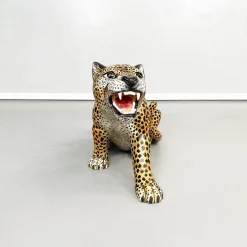 Italienische Mid-Century Modern Cheetah Keramik Statue, 1960er