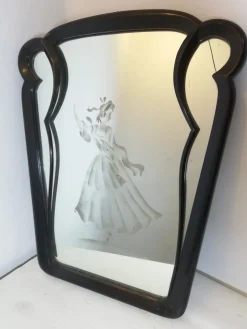 Italienischer Art Deco Spiegel mit Schmirgelglas, 1940er