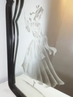 Italienischer Art Deco Spiegel mit Schmirgelglas, 1940er