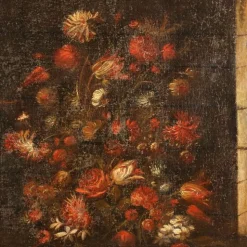 Italienischer Künstler, Stillleben mit Blumen und Früchten, 1600er-1700er, Öl auf Leinwand