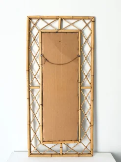 Italienischer Mid-Century Spiegel mit Rahmen aus Bambus mit Rautengitter, 1970er