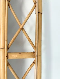 Italienischer Mid-Century Spiegel mit Rahmen aus Bambus mit Rautengitter, 1970er