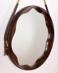 Italienischer Vintage Wandspiegel aus Formholz, 1970er