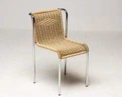 Italienische S5 Esszimmerstühle aus Chrom & Seil von Gabriele Mucchi, 1980, 4er Set