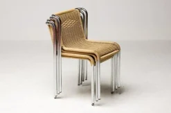 Italienische S5 Esszimmerstühle aus Chrom & Seil von Gabriele Mucchi, 1980, 4er Set
