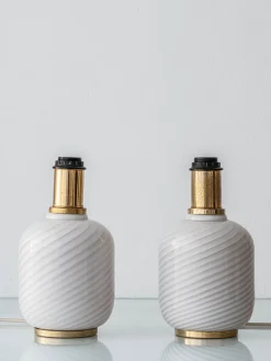 Italienische Vintage Tischlampen aus Muranoglas & Opalglas, 1960er, 2er Set