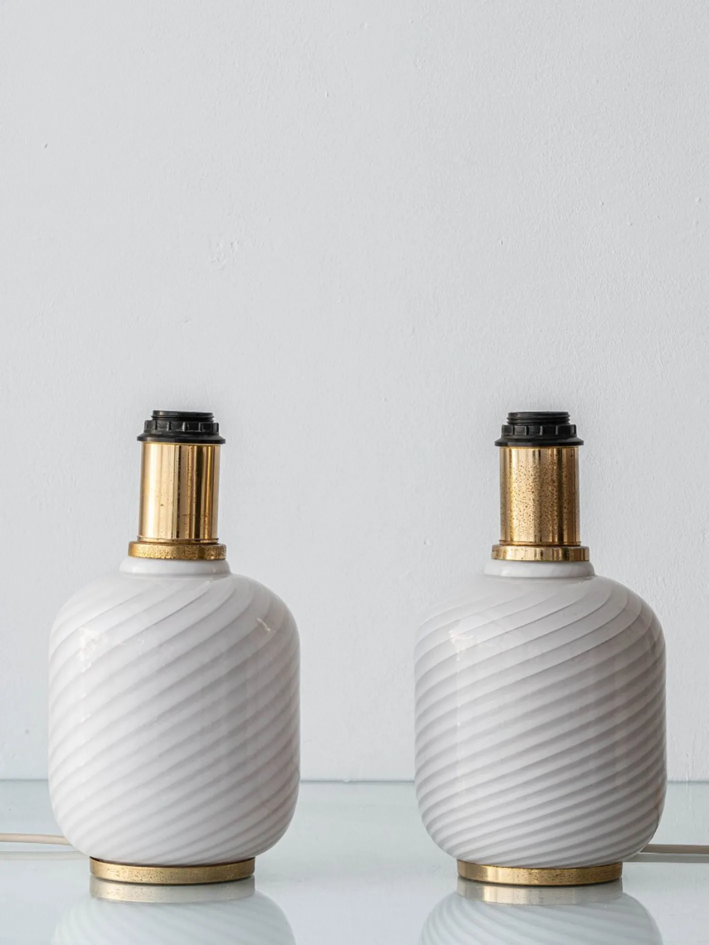Italienische Vintage Tischlampen aus Muranoglas & Opalglas, 1960er, 2er Set