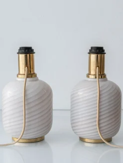 Italienische Vintage Tischlampen aus Muranoglas & Opalglas, 1960er, 2er Set