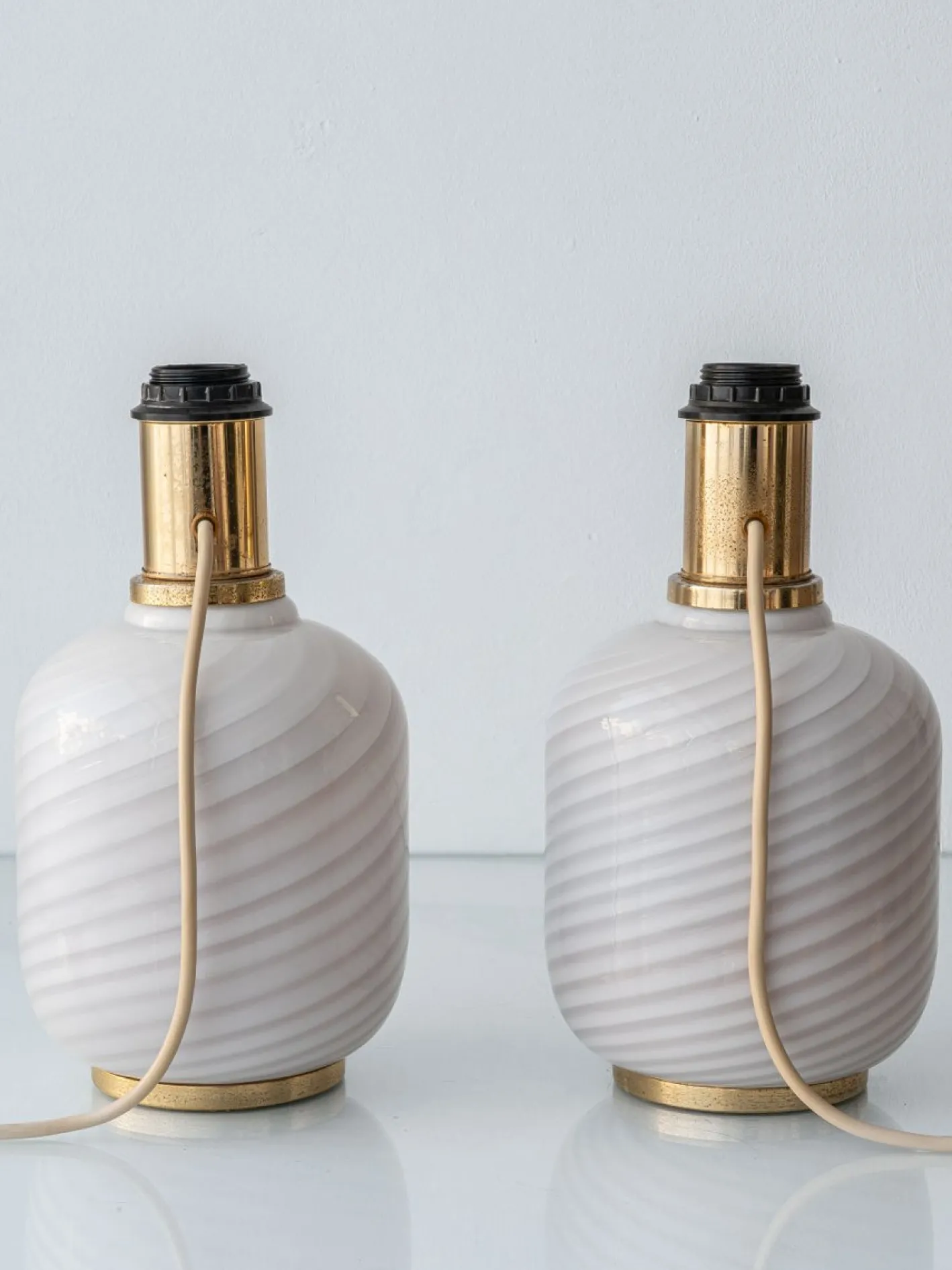 Italienische Vintage Tischlampen aus Muranoglas & Opalglas, 1960er, 2er Set