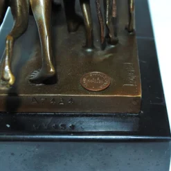 Josef Lorenzl, Art Deco Frauenakt mit Hunden, 1920er, Bronze auf Marmorsockel