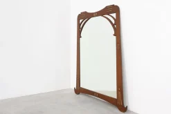 Jugendstil Spiegel aus Eichenholz mit Vergoldeten Intarsien, Frankreich, 1915
