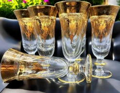 24 Karat vergoldete Kristallgläser von SC Line, 1960er, 6 . Set