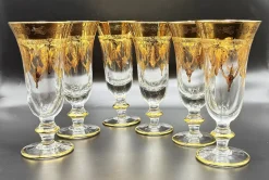 24 Karat vergoldete Kristallgläser von SC Line, 1960er, 6 . Set
