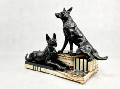 Louis Albert Carvin, Art Deco Deutscher Schäferhund, 1920er, Zink & Bleilegierung