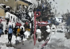Magdalena Spasowicz, Warschau: New Town, Oil & Acrylic on Board, 2007
