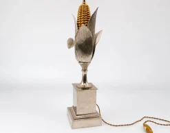 Maiskolben Lampe aus Versilberter und Vergoldeter Bronze von Maison Charles, France, 1970