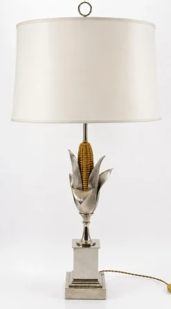 Maiskolben Lampe aus Versilberter und Vergoldeter Bronze von Maison Charles, France, 1970