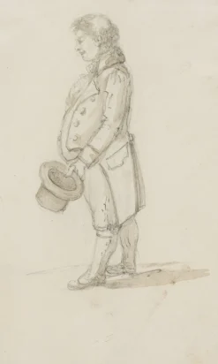 Mann mit Hut, 19. Jh., Federzeichnung