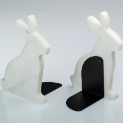Marmor und Stahl Bunny Buchstützen von Alessandra Grasso, 2er Set