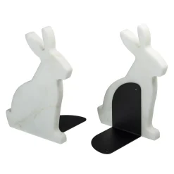 Marmor und Stahl Bunny Buchstützen von Alessandra Grasso, 2er Set