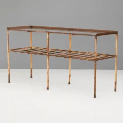 Metalltisch mit Glasplatte, 1930er
