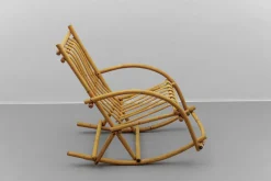 Mid-Century Modern Rattan & Bambus Schaukelstuhl, 1960er