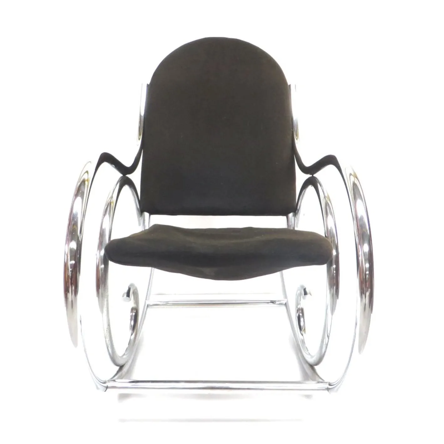 Mid-Century Schaukelstuhl aus Chrom & Stoff, 1970er