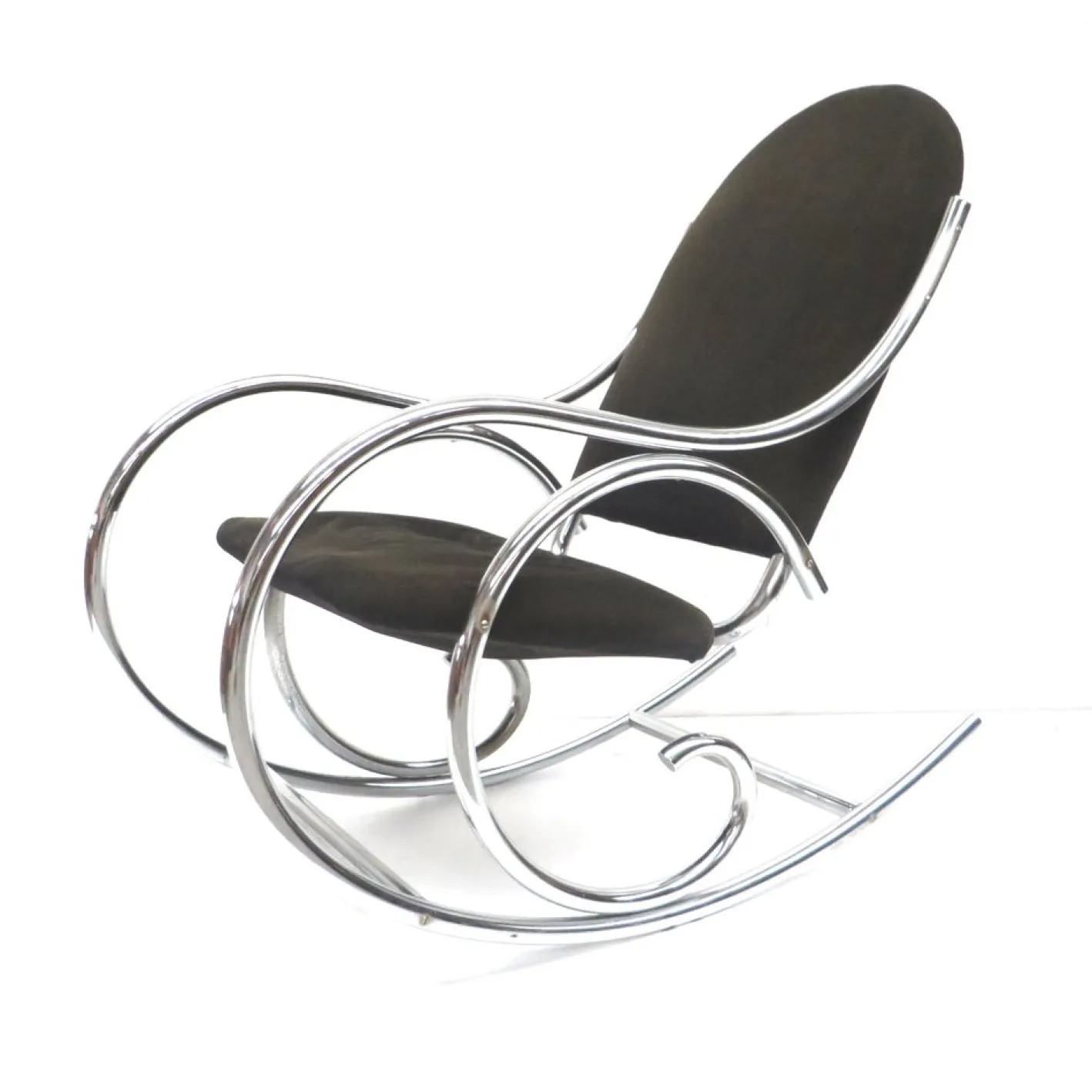 Mid-Century Schaukelstuhl aus Chrom & Stoff, 1970er
