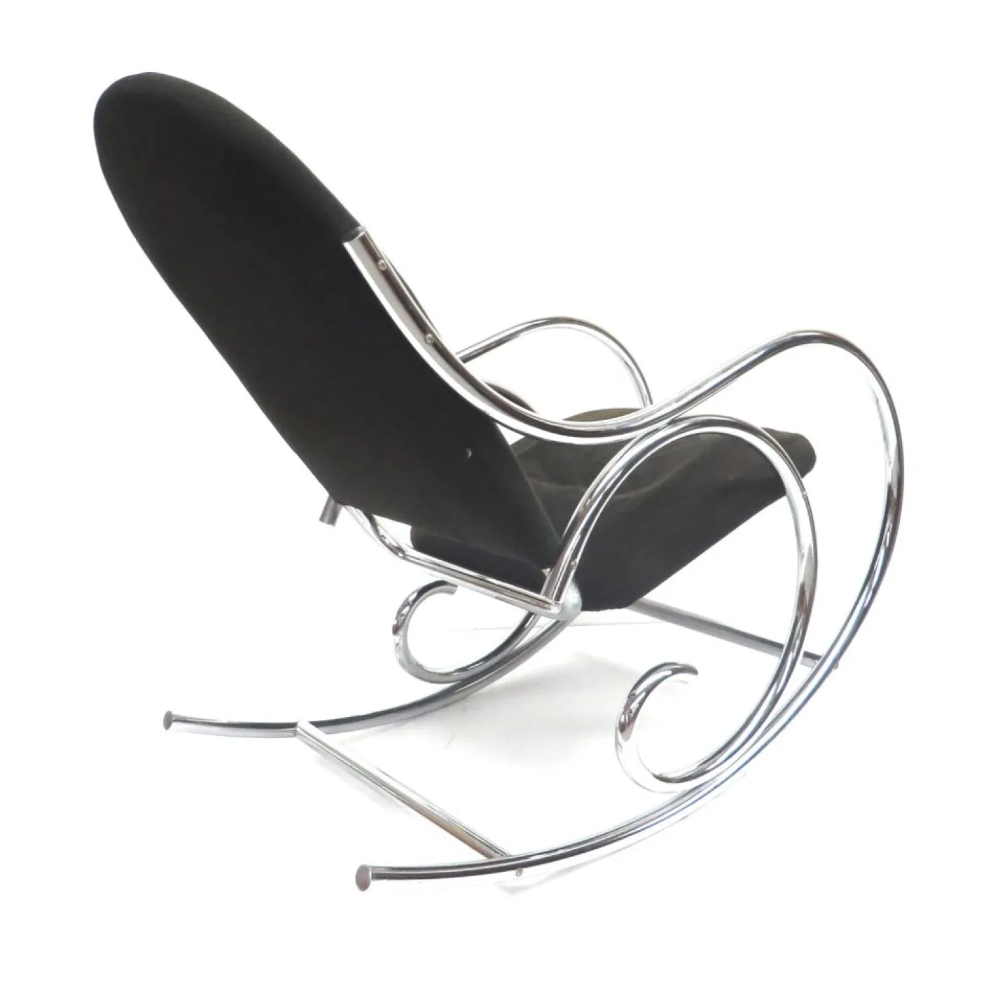 Mid-Century Schaukelstuhl aus Chrom & Stoff, 1970er