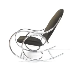 Mid-Century Schaukelstuhl aus Chrom & Stoff, 1970er