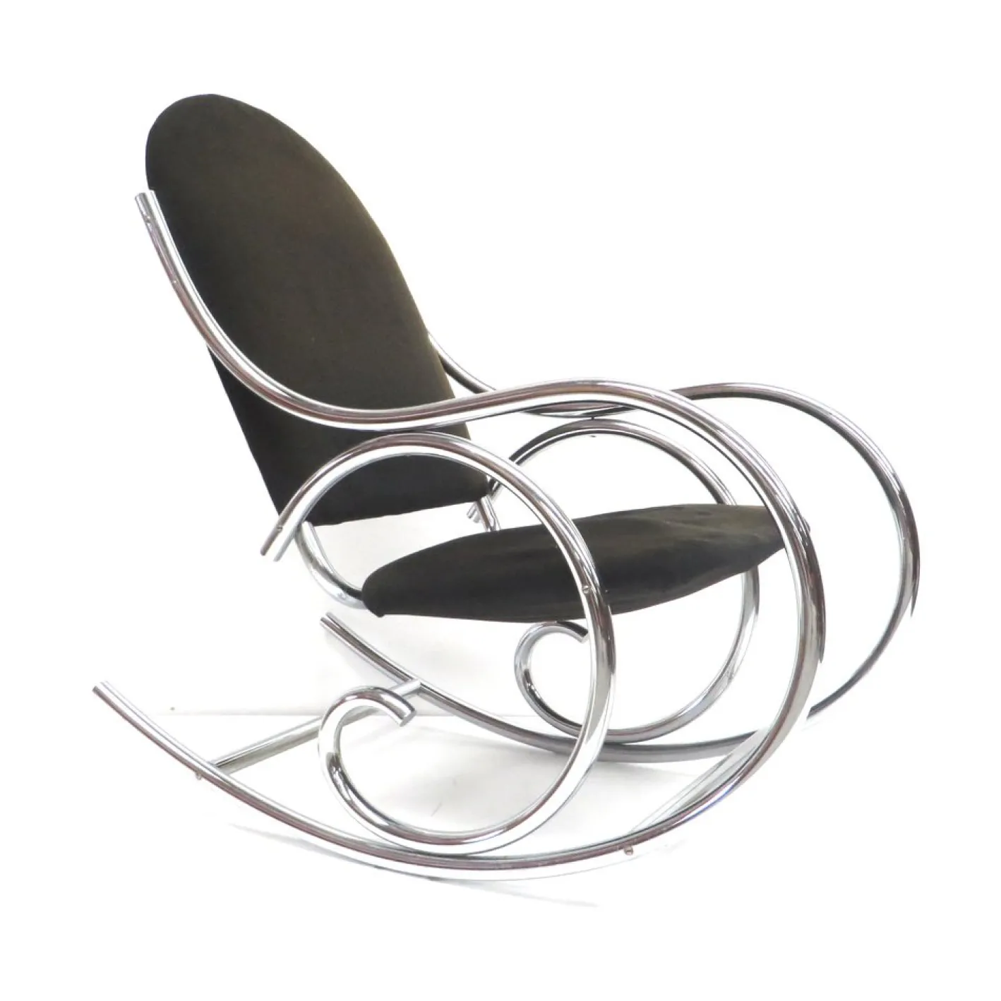 Mid-Century Schaukelstuhl aus Chrom & Stoff, 1970er