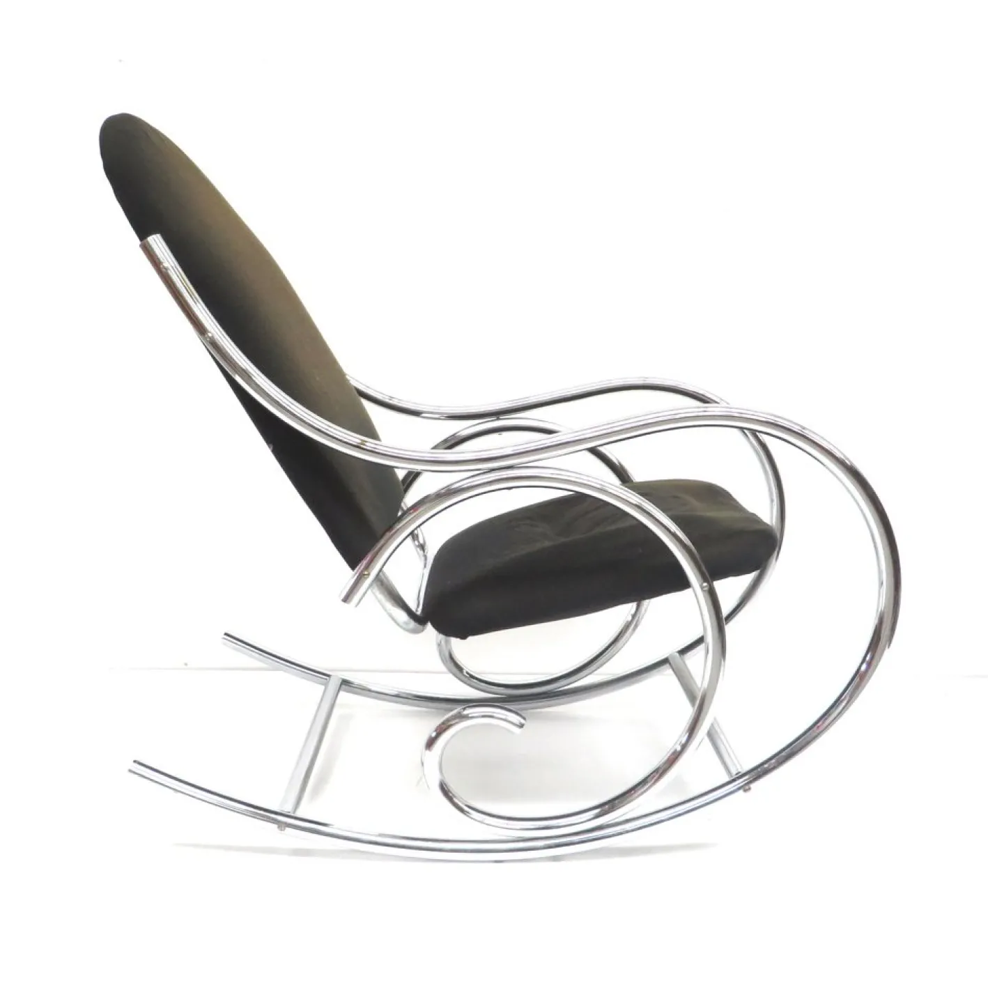 Mid-Century Schaukelstuhl aus Chrom & Stoff, 1970er