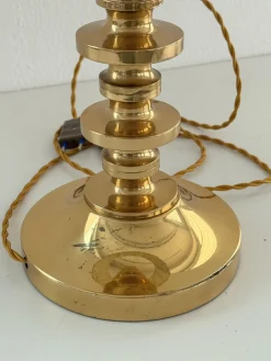 Mid-Century Tischlampe aus Messing mit Ikat Schirm, 1970er