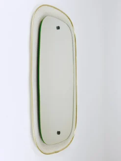 Mid-Century Wandspiegel aus Rigitulle Metall & Messing von Vereinigte Werkstätten für Kunst, Germany, 1950er