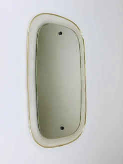 Mid-Century Wandspiegel aus Rigitulle Metall & Messing von Vereinigte Werkstätten für Kunst, Germany, 1950er