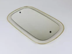 Mid-Century Wandspiegel aus Rigitulle Metall & Messing von Vereinigte Werkstätten für Kunst, Germany, 1950er