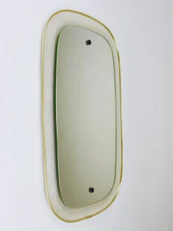 Mid-Century Wandspiegel aus Rigitulle Metall & Messing von Vereinigte Werkstätten für Kunst, Germany, 1950er
