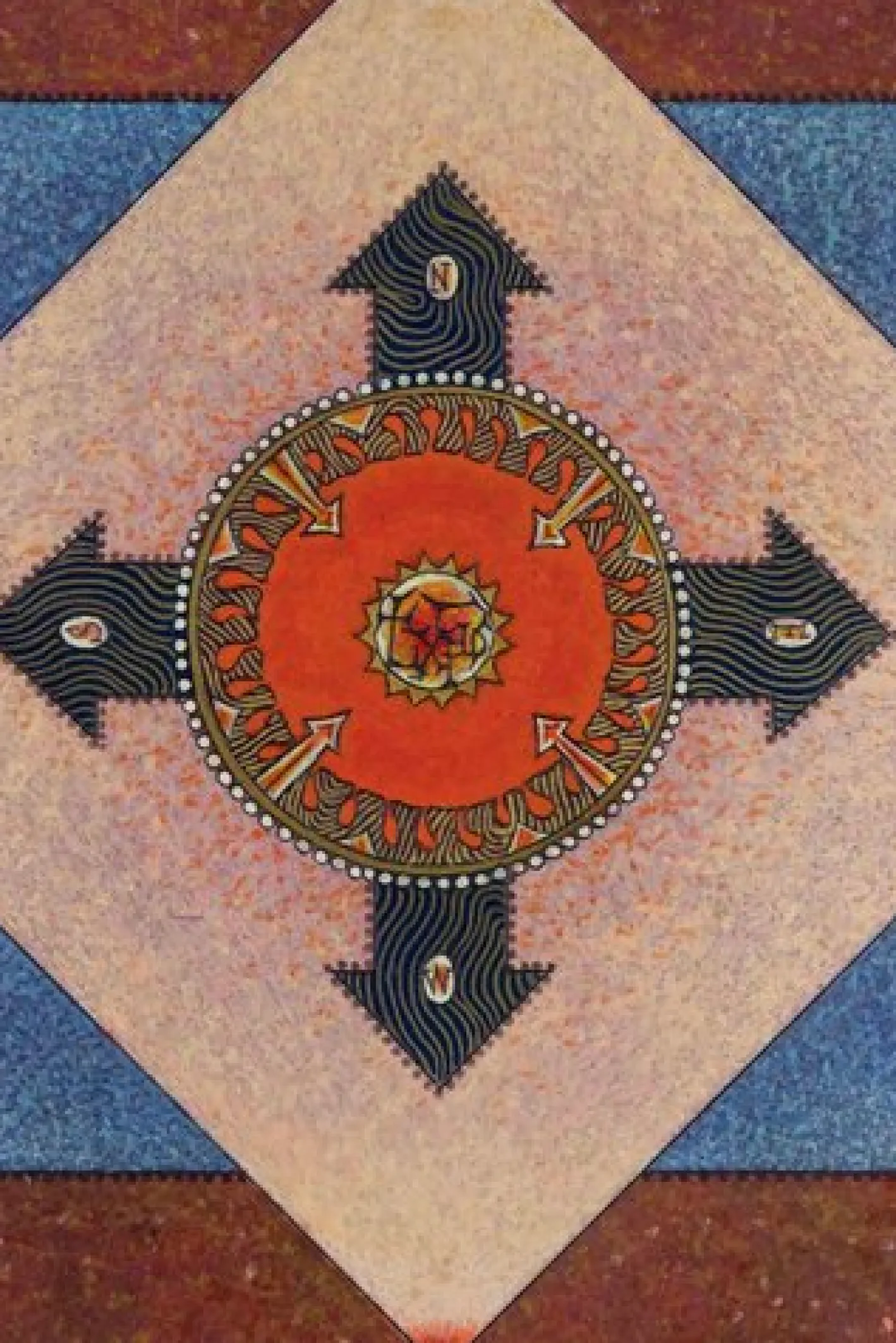 Mino Meno, Pentacle, 1970er, Ölgemälde auf Sperrholz