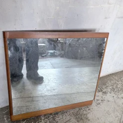 Moderner quadratischer dänischer Mid-Century Spiegel mit Rahmen aus Teak, 1960er