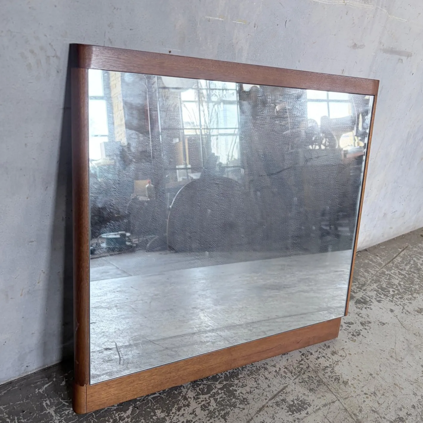 Moderner quadratischer dänischer Mid-Century Spiegel mit Rahmen aus Teak, 1960er