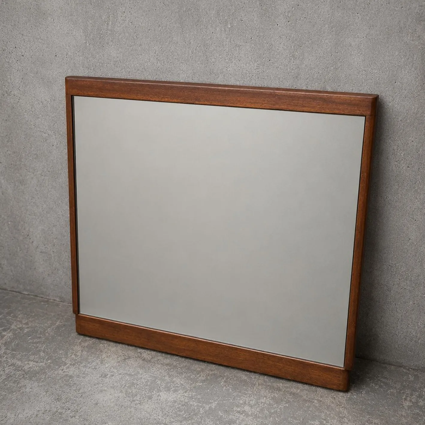 Moderner quadratischer dänischer Mid-Century Spiegel mit Rahmen aus Teak, 1960er