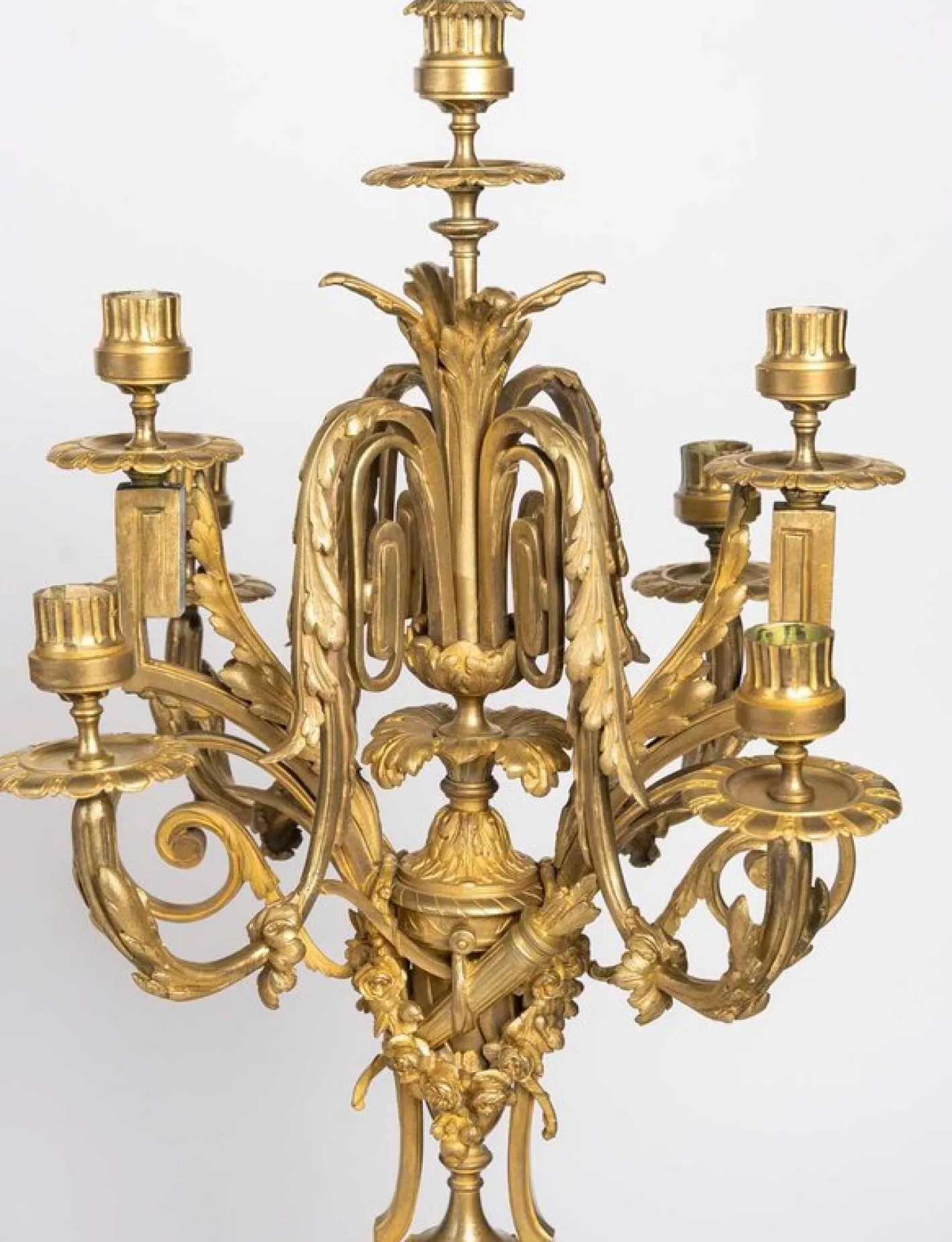 Napoleon III Kaminsims-Set aus vergoldeter Bronze, 3er Set