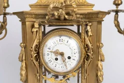 Napoleon III Kaminsims-Set aus vergoldeter Bronze, 3er Set