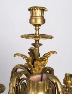 Napoleon III Kaminsims-Set aus vergoldeter Bronze, 3er Set
