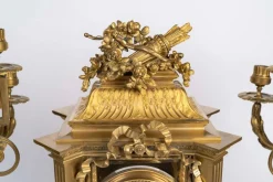 Napoleon III Kaminsims-Set aus vergoldeter Bronze, 3er Set