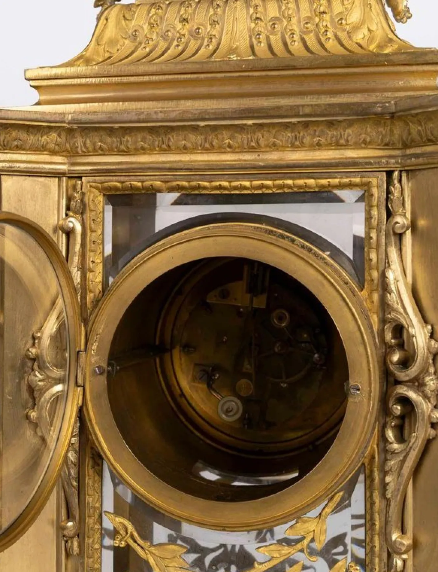 Napoleon III Kaminsims-Set aus vergoldeter Bronze, 3er Set